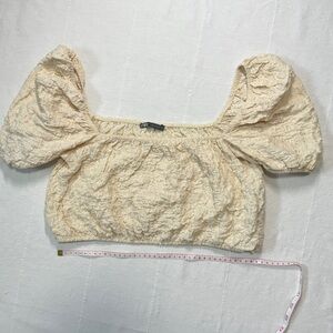 Zara Cream balloon Puff Sleeve Women's Top